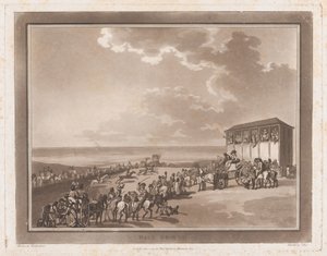 Race Ground Uma excursão para Brighthelmstone, 1º de junho de 1790., 1º de junho de 1790. Criadores: Thomas Rowlandson, Samuel Alken.