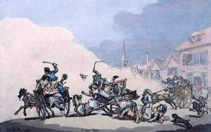 Uma Corrida de Carros, pub. por William Holland de Thomas Rowlandson