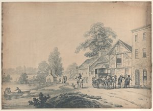 Um treinador fora de uma pousada, 1785-90., 1785-90. de Thomas Rowlandson