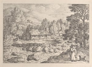 Uma cascata da Cornualha, da obra «Views in Cornwall» de Thomas Rowlandson