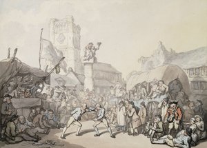 Uma partida de luta livre da Cornualha, de Thomas Rowlandson