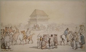 Uma reunião de corrida lotada de Thomas Rowlandson