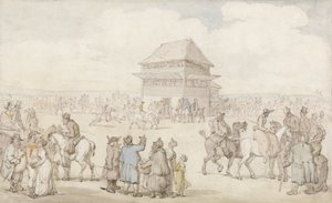 A Crowded Race Meeting, c.1805-10 (caneta e tinta e w - c no papel) de Thomas Rowlandson