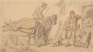 Um Cavalo Morto numa Carroça de Knacker de Thomas Rowlandson