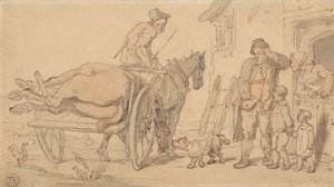 Um cavalo morto na carroça de um Knacker de Thomas Rowlandson
