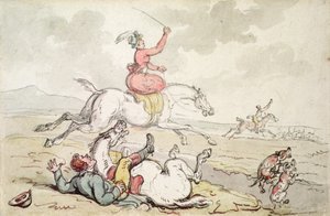 Um Incidente de Caça (caneta, tinta e aguarela sobre papel) de Thomas Rowlandson