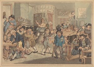 Um cão raivoso num café de Thomas Rowlandson