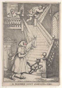 A Maiden Aunt Smelling Fire, [1º de maio de 1806], reeditado em 1º de maio de..., [1º de maio de 1806], reeditado em 1º de maio de 1812. de Thomas Rowlandson