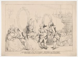 Um mestre de cerimónias a apresentar um parceiro de Thomas Rowlandson