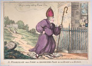 Uma Peregrinação de Surry a Gloucester Place ou o Bispo em uma Extacy, 27 de fevereiro de 1809. de Thomas Rowlandson
