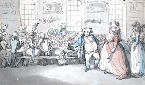 Um café da manhã público (caneta e tinta e aquarela sobre papel) de Thomas Rowlandson