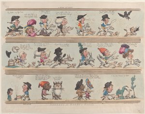 A Caça ao Gato Pigmeu, Fronteiras para Salas e Corredores, Placa 9, 20 de junho de 1799., 20 de junho de 1799. de Thomas Rowlandson
