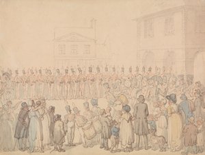 Uma análise da milícia de Northampton em Brackley de Thomas Rowlandson