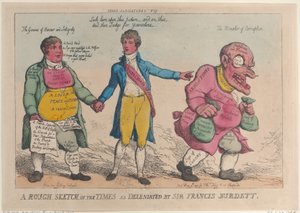 A Rough Sketch of the Times como Deleniated por Sir Francis Burdett, ..., [9 de maio de 1810], reeditado em 1819. de Thomas Rowlandson