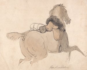 Um cavalo de cavalaria selado de Thomas Rowlandson