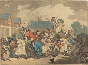 Uma tempestade no Hyde Park de Thomas Rowlandson