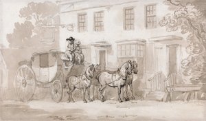 Uma diligência à porta de uma estalagem de Thomas Rowlandson