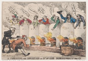 A Sweating for Opposition pelo Dr. W-llis Dominisweaty and Co., 6 de março de 1789., 6 de março de 1789. de Thomas Rowlandson