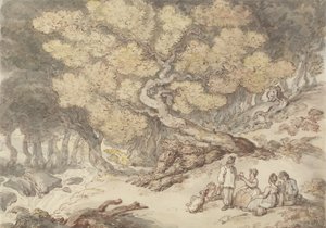 Piquenique do Lenhador (caneta e tinta com aquarela sobre grafite no papel) de Thomas Rowlandson