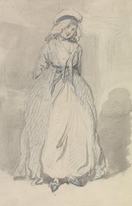 Uma jovem com um vestido às riscas azuis de Thomas Rowlandson