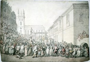 Uma execução pública em Newgate, Londres, final do século 18 de Thomas Rowlandson