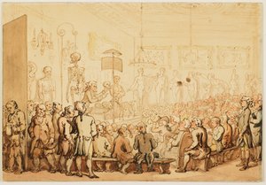 Uma palestra sobre anatomia na Academia Real de Artes de Thomas Rowlandson