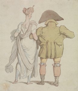 Um veado idoso a passear com uma senhora de Thomas Rowlandson