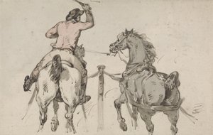 An English Postilion, c.1785 (grafite, caneta, tinta e w - c no papel) de Thomas Rowlandson