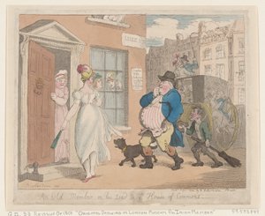 Um velho membro em seu caminho para a Câmara dos Comuns, 1º de setembro de 1802., 1º de setembro de 1802. de Thomas Rowlandson