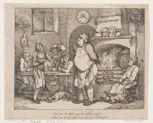 E agora os seus olhos, erguidos, procuravam o teto... de Thomas Rowlandson