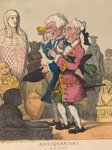 Antiquários à la Greque, pub. 1805 (gravura colorida à mão) de Thomas Rowlandson
