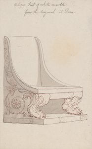 Assento antigo em mármore branco, réplica do original de Roma de Thomas Rowlandson