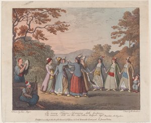 Quantas Figuras, a Dança propõe, Como as ondas rolam no Mar, quando a tempestade chega..., 31 de julho de 1804. de Thomas Rowlandson