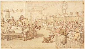 Em uma antiga casa de comida inglesa de Thomas Rowlandson