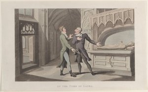 No Túmulo de Laura, do Journal of Sentimental Travels in the Southern Provinces of..., 1817-21. de Thomas Rowlandson