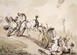 Caça de balão perto da loucura de Lady James, de Thomas Rowlandson