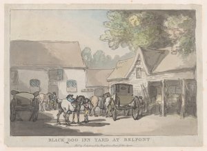 Black Dog Inn Yard em Belfont, 1785-87., 1785-87. de Thomas Rowlandson