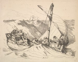 Barco em uma tempestade no mar, 1784-88. de Thomas Rowlandson