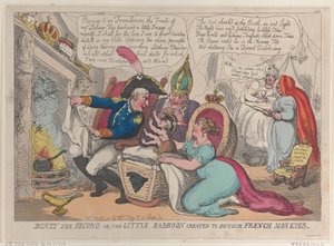Boney o segundo ou o pequeno babuíno criado para devorar macacos franceses, 9 de abril de..., 9 de abril de 1811. de Thomas Rowlandson