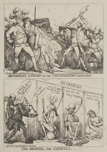 O apoio da Britânia ou a derrota dos conspiradores — O Hospital para Doentes Mentais de Thomas Rowlandson