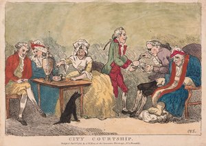 Cidade Courtship, pub. 1786 (gravura colorida à mão) de Thomas Rowlandson