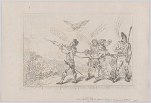 [Col. Topham se esforçando, com seu esguicho, para extinguir o gênio de Holma..., 10 de dezembro de 1784. de Thomas Rowlandson