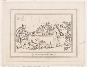Comforts of Bath, Placa 9, 6 de Janeiro de 1798., 6 de Janeiro de 1798. de Thomas Rowlandson