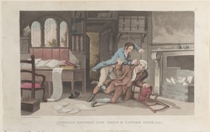 Conflito entre o Género Quae e o Advogado Gripe-all, de The History of Johnny Q..., 1 de Outubro de 1821. de Thomas Rowlandson