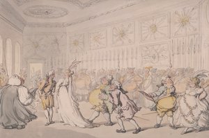 Cortesãos passando pela Câmara da Guarda, Palácio de St James, Londres, c1808 de Thomas Rowlandson