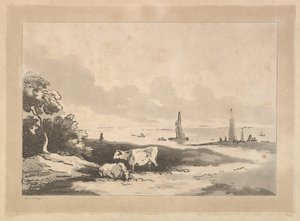 Vacas e Seascape, 1783-89. de Thomas Rowlandson