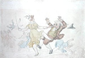 Dancing Dogs (caneta e tinta com aquarela sobre papel) de Thomas Rowlandson