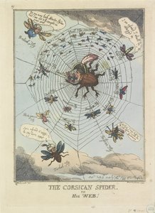 A aranha da Córsega em sua teia, 1808 A aranha corsa, em sua teia! (título no objeto) de Thomas Rowlandson
