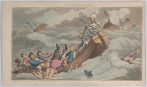 Morte virou piloto de The English Dance of Death, vol. II, pl. 9, 1 de junho de 1815., 1 de junho de 1815. de Thomas Rowlandson