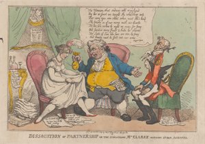 Dissolução de Parceria, ou a Industriosa Sra. Clarke Encerrando Seu Ac..., 15 de fevereiro de 1809. de Thomas Rowlandson